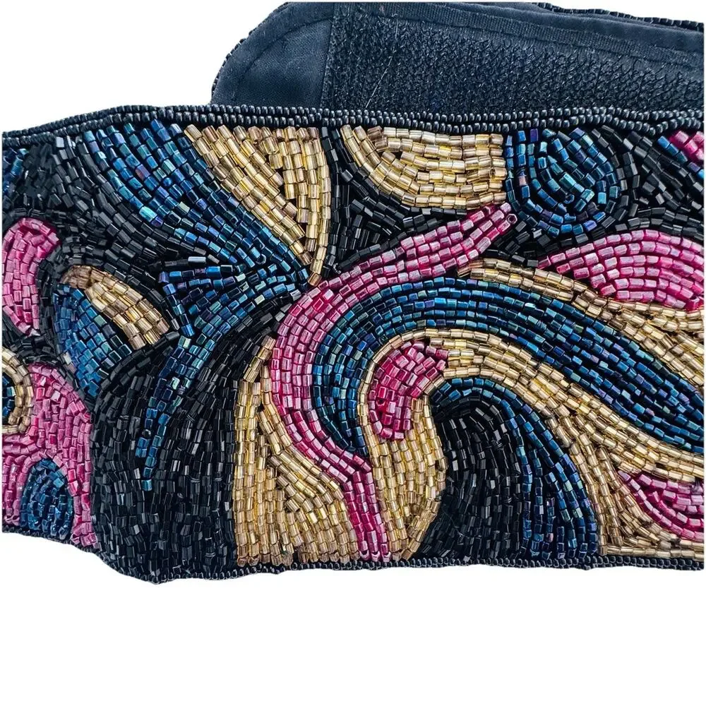 La Regala Ltd. Beaded Womens Hook and Loop Fashion Belt Boho 80's 90's Retro